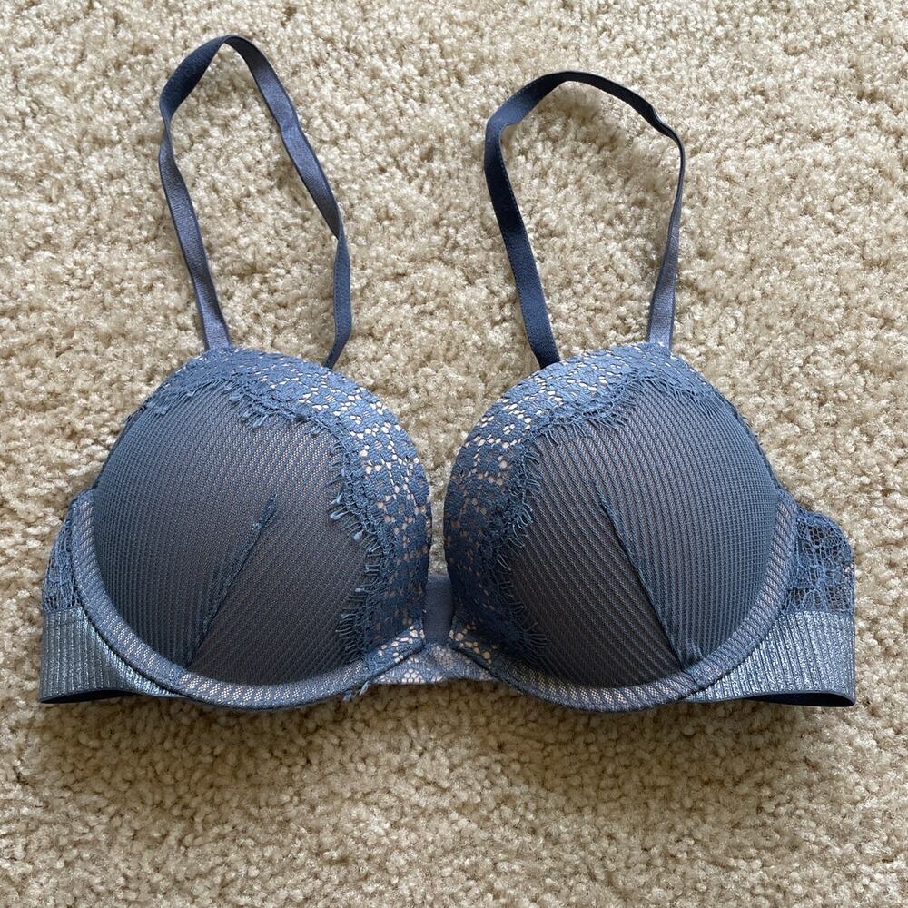 Metallic Blue Victoria's Secret Bombshell Bra 32B